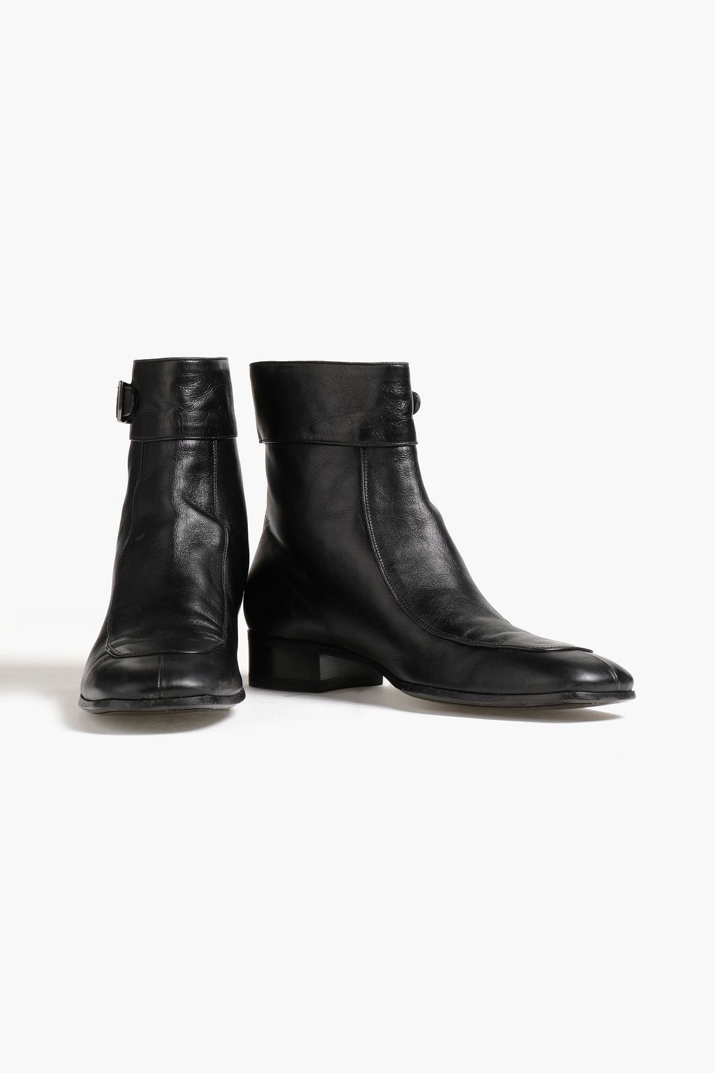 SAINT LAURENT Miles 30 burnished textured-leather ankle boots