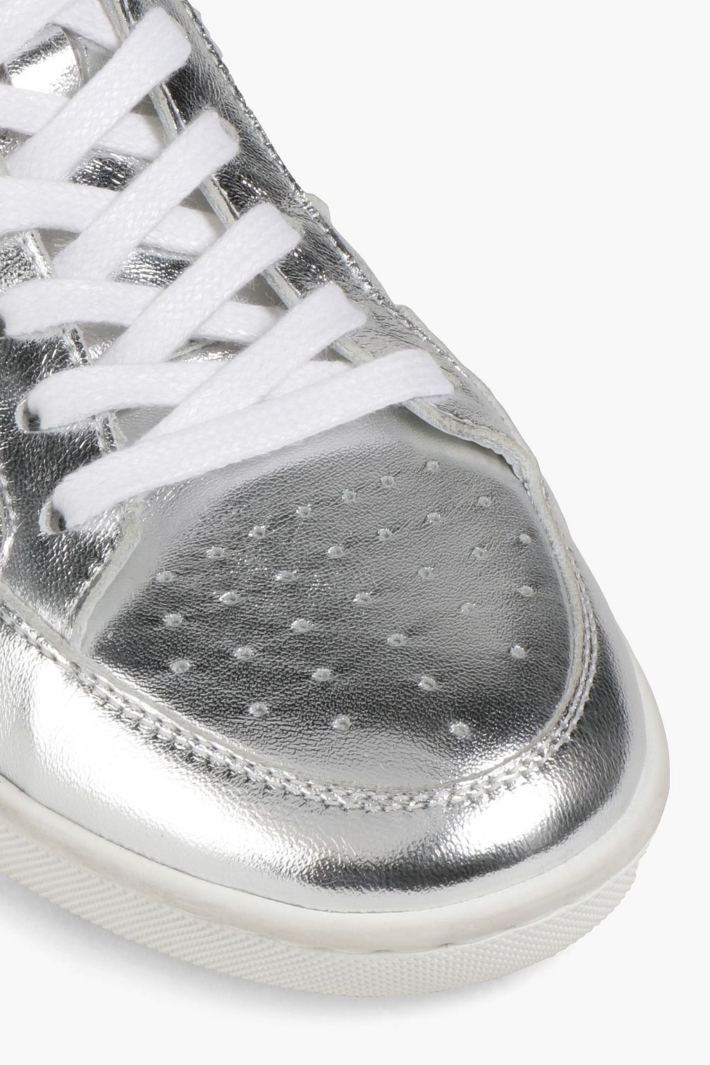 SAINT LAURENT Perforated metallic leather high-top sneakers