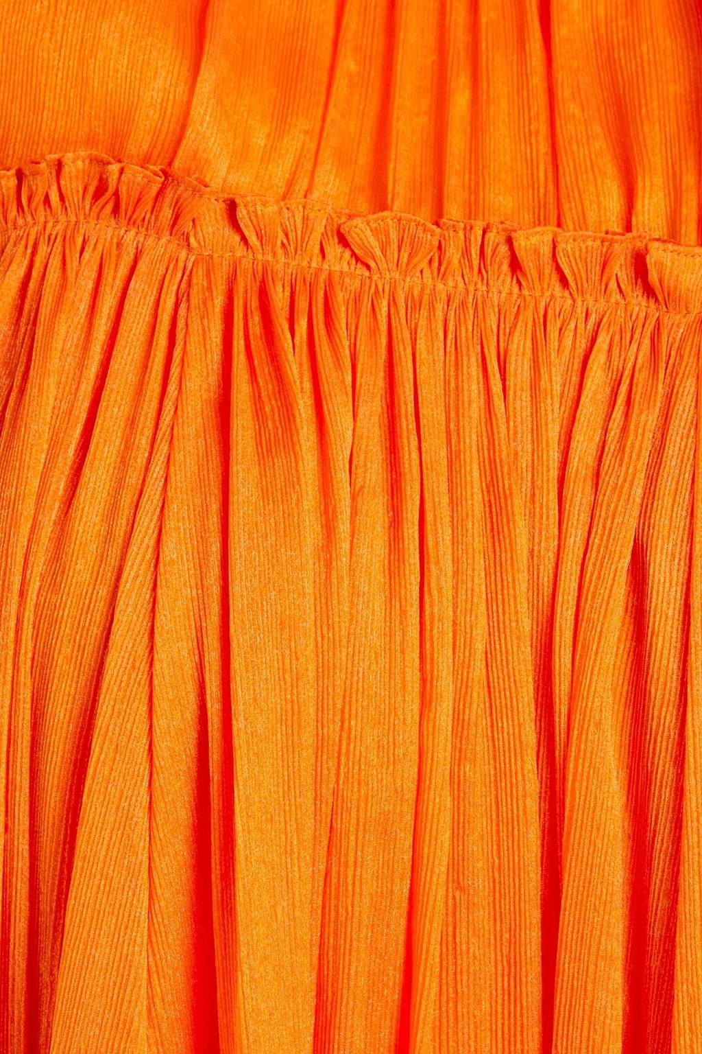 CAROLINA HERRERA Gerafftes Minikleid aus Metallic-Chiffon mit Cape-Effekt