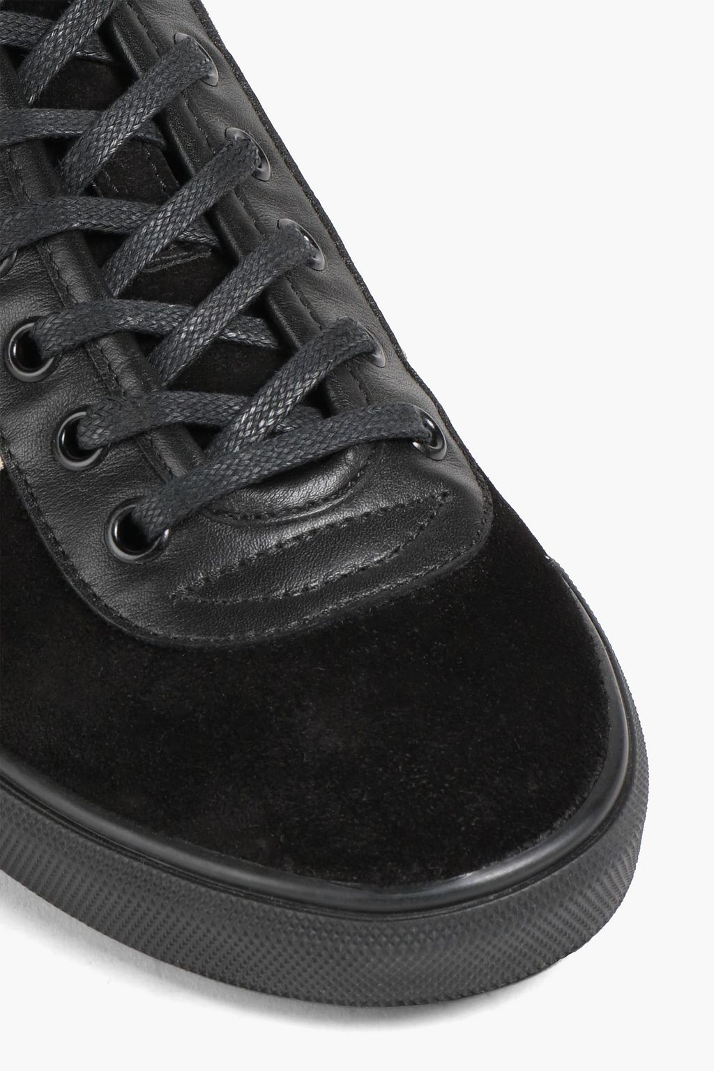 SAINT LAURENT Snakeskin-paneled leather sneakers