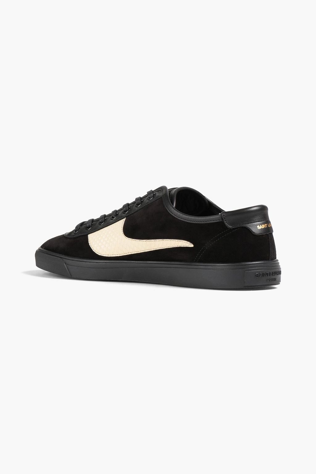 SAINT LAURENT Snakeskin-paneled leather sneakers