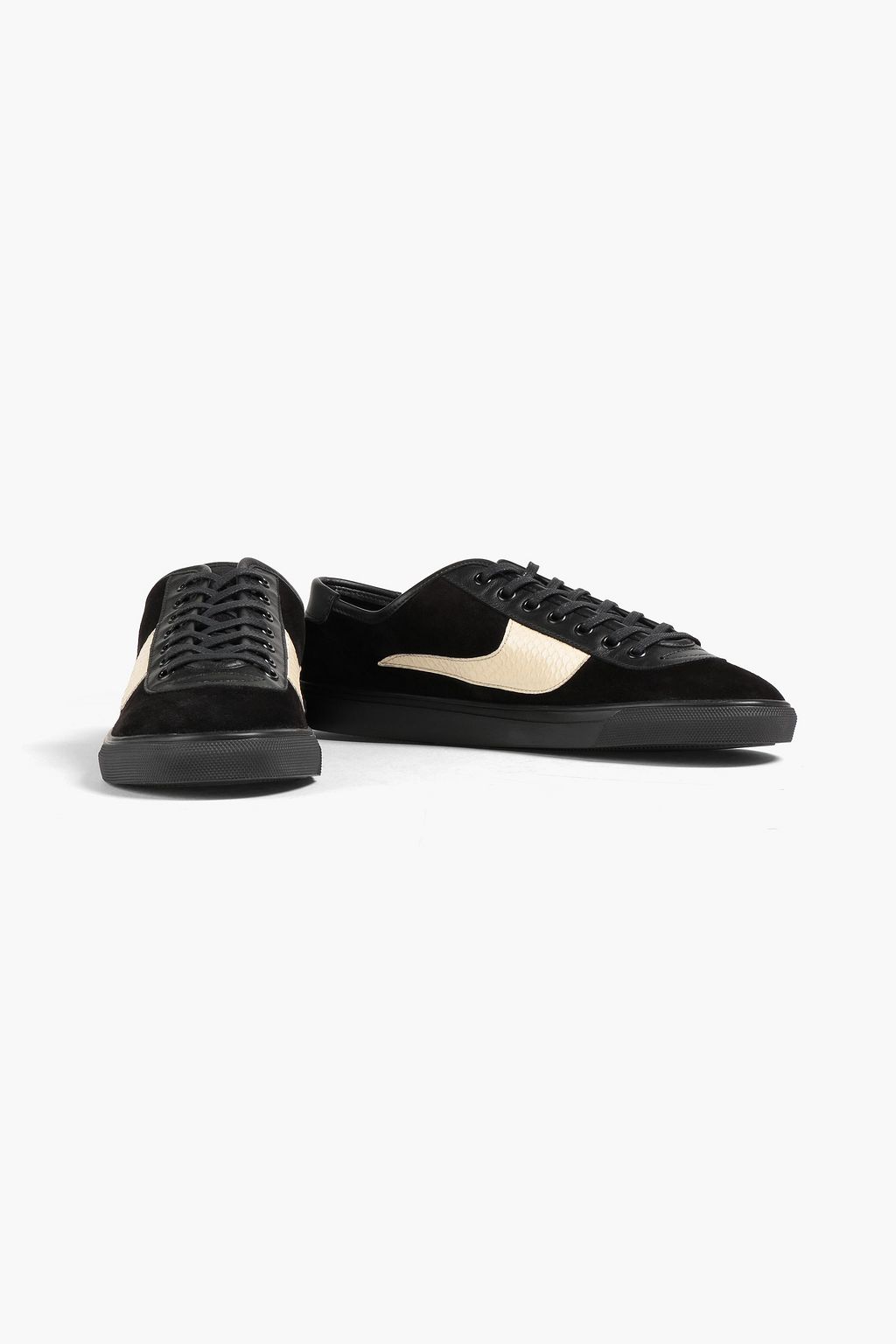 SAINT LAURENT Snakeskin-paneled leather sneakers
