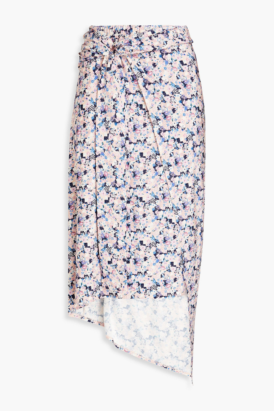 Wrap-effect floral-print stretch-jersey skirt