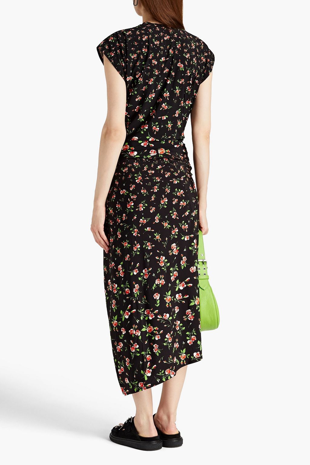 RABANNE Wrap-effect floral-print stretch-jersey skirt
