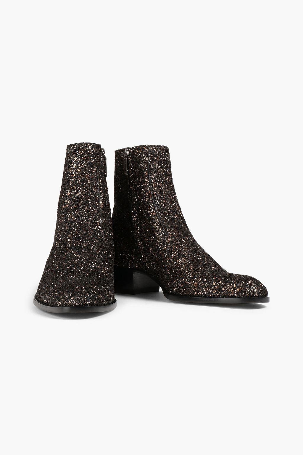 SAINT LAURENT Glittered leather boots