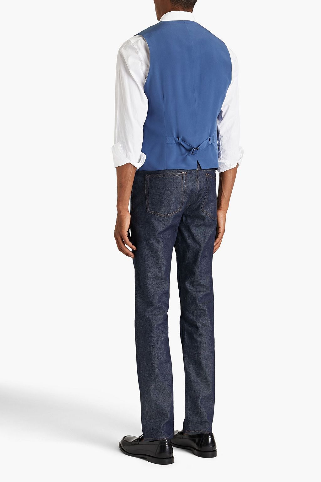 DOLCE & GABBANA Herringbone wool-paneled silk crepe de chine waistcoat