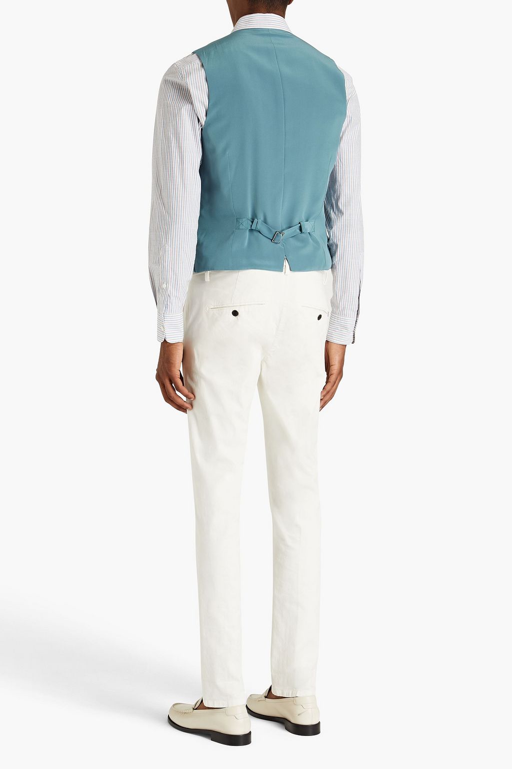 DOLCE & GABBANA Linen canvas-paneled silk crepe de chine waistcoat