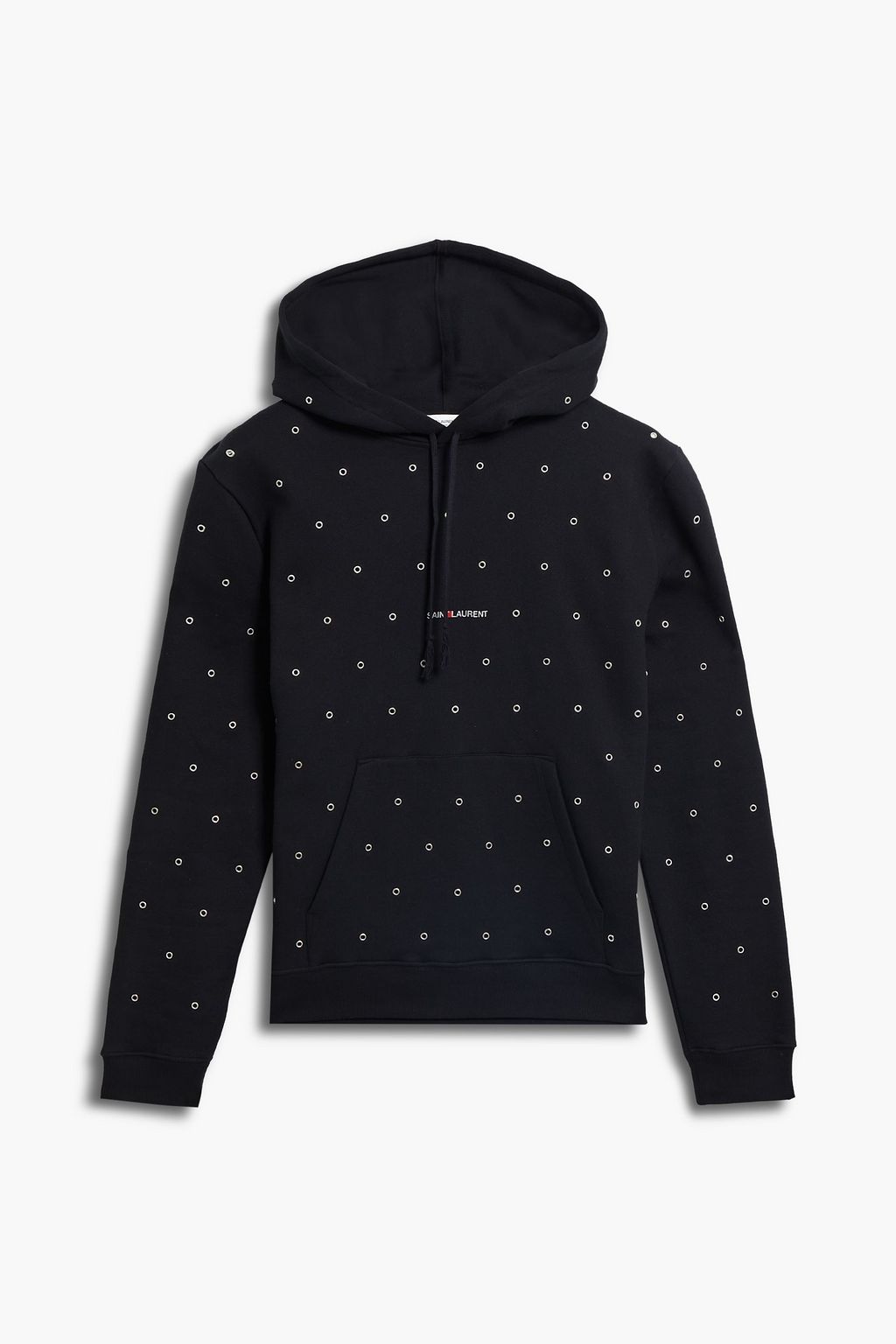 SAINT LAURENT Eyelet-embellished cotton-fleece hoodie | Sale up to 70% ...