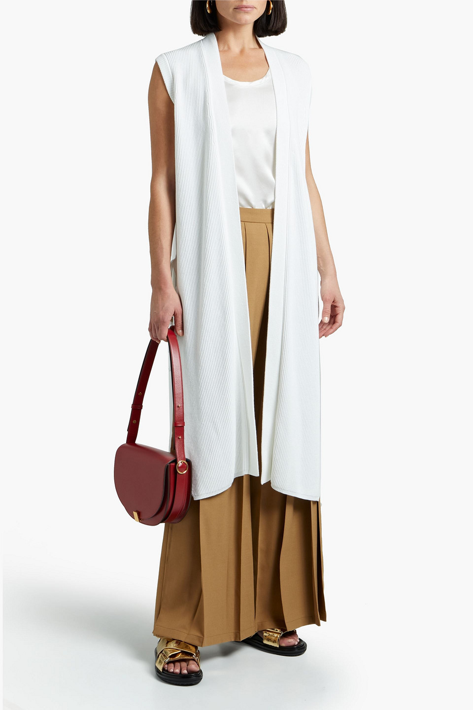 Max Mara Omega Ribbed Cotton-blend Cardigan In White