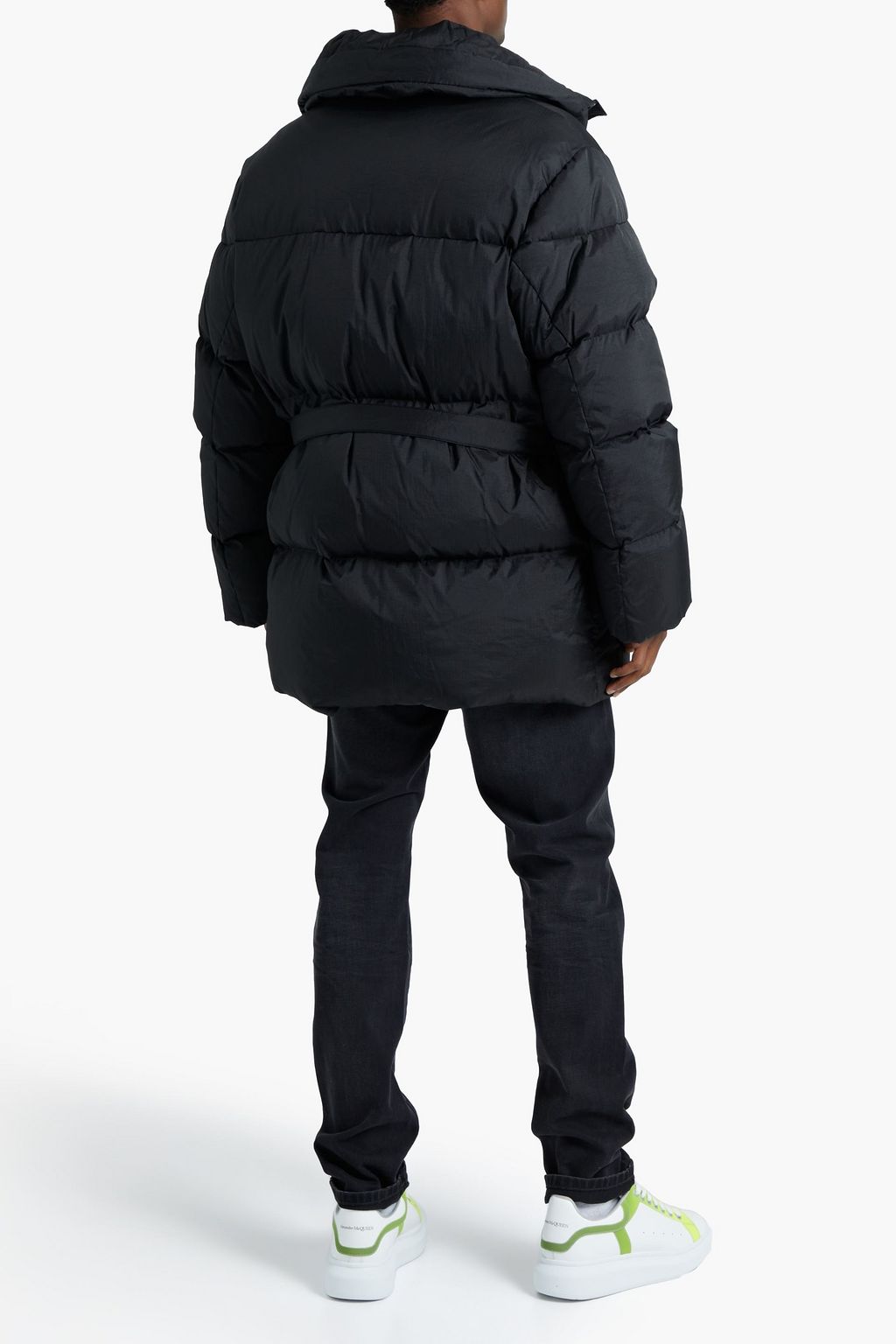 OFF-WHITE™ Daunenmantel aus gestepptem Shell mit Gürtel