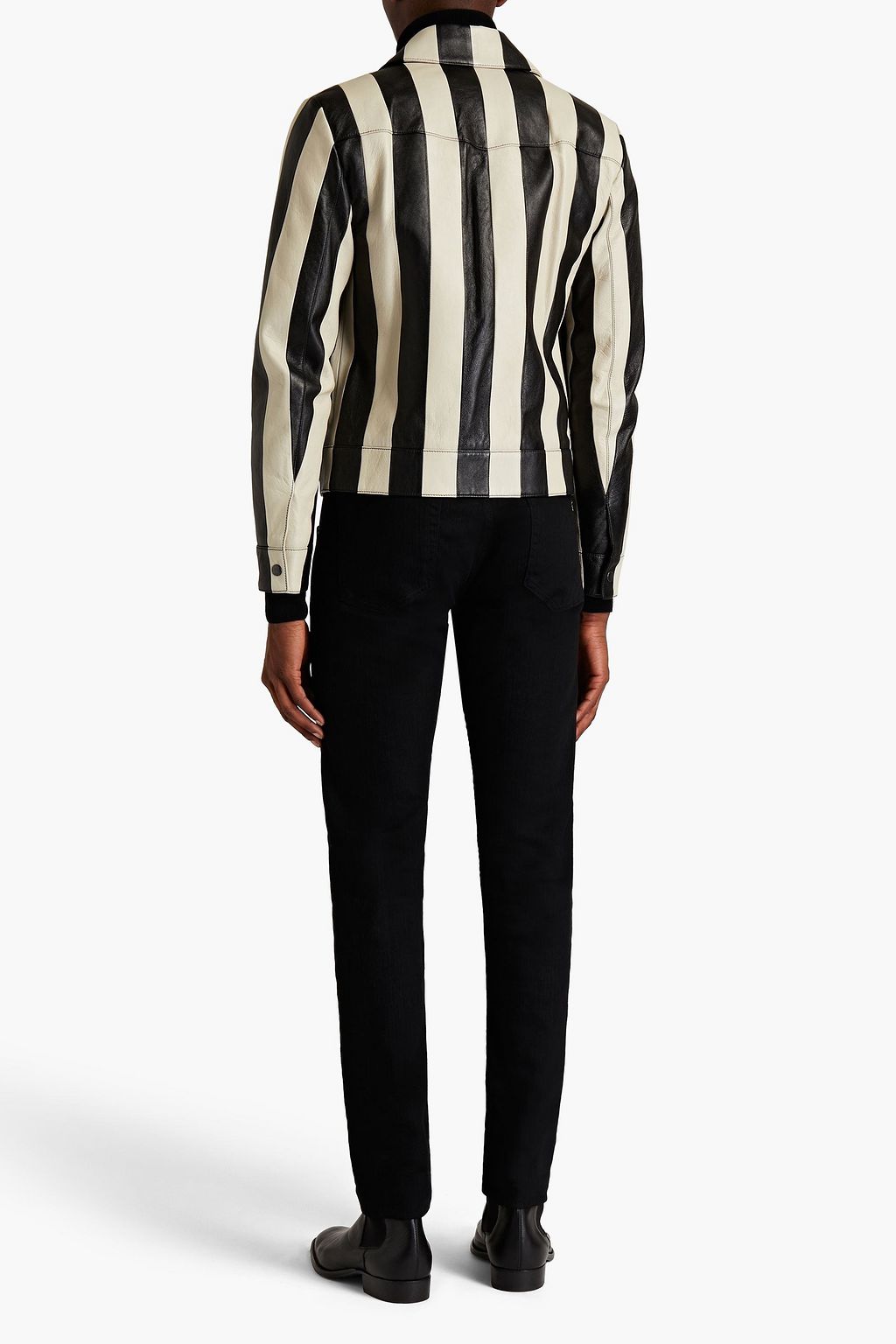 SAINT LAURENT Striped leather jacket