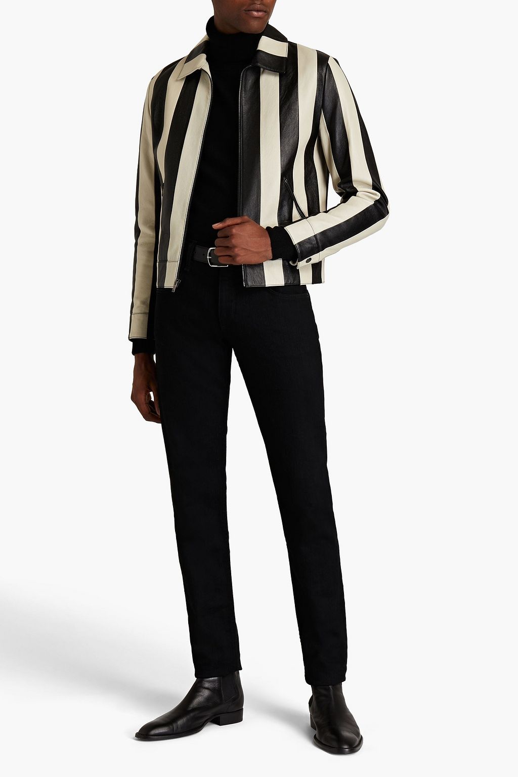 SAINT LAURENT Striped leather jacket