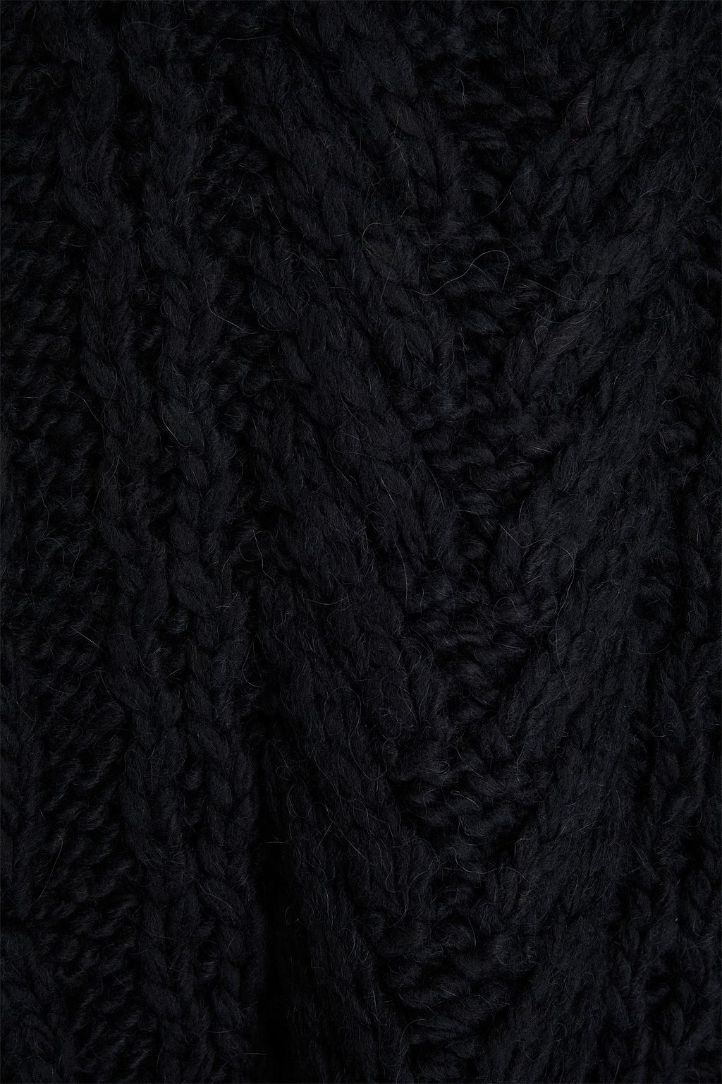SAINT LAURENT Fringed cable-knit wool-blend hooded cardigan