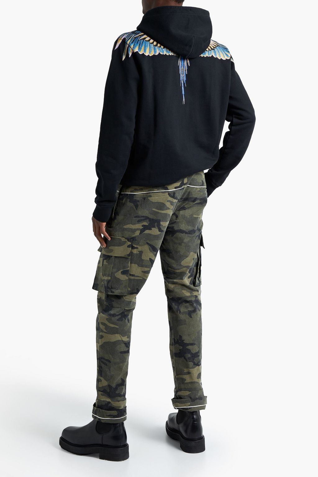 MARCELO BURLON Printed French cotton-terry hoodie