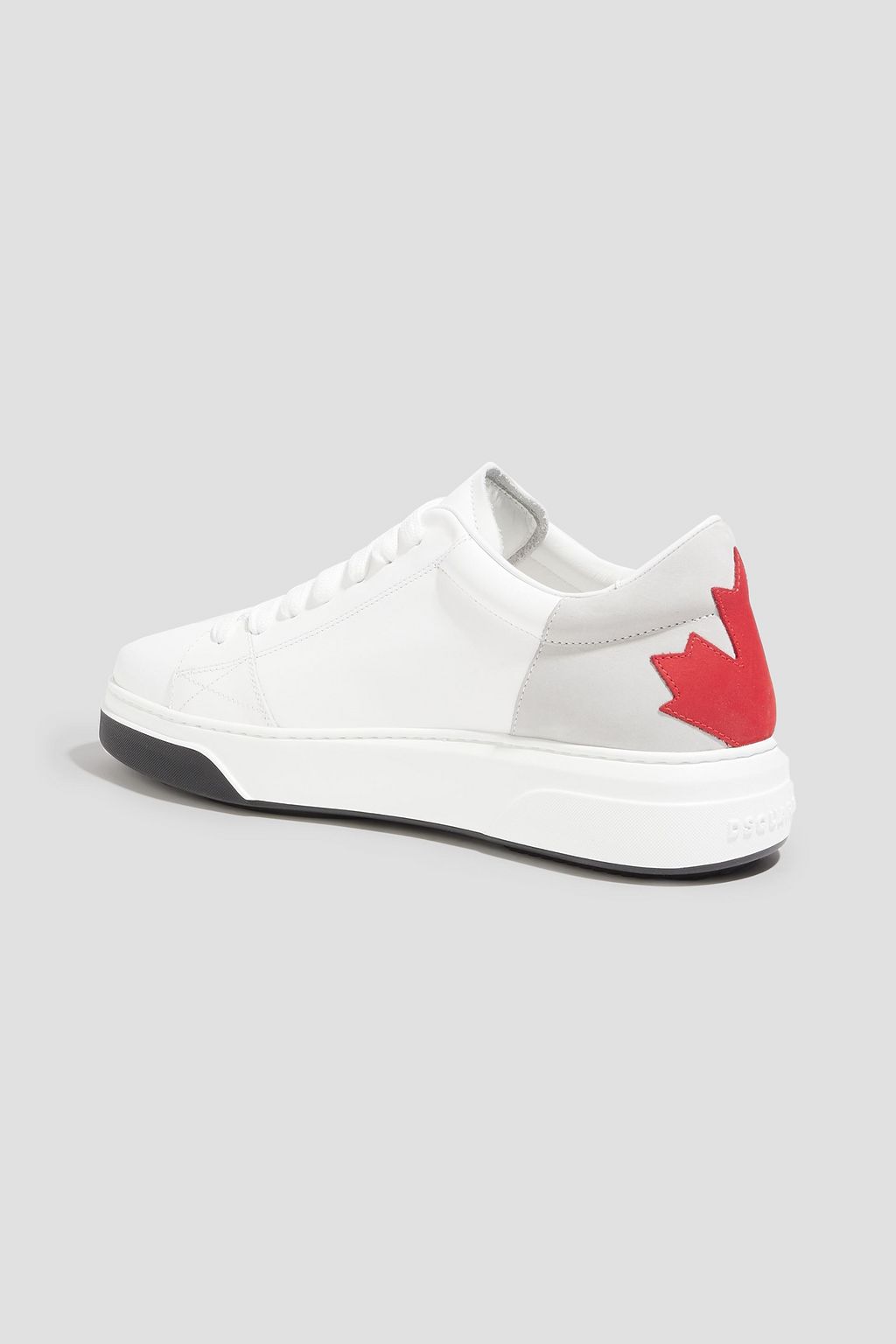 DSQUARED2 Bumper appliquéd printed leather and nubuck sneakers