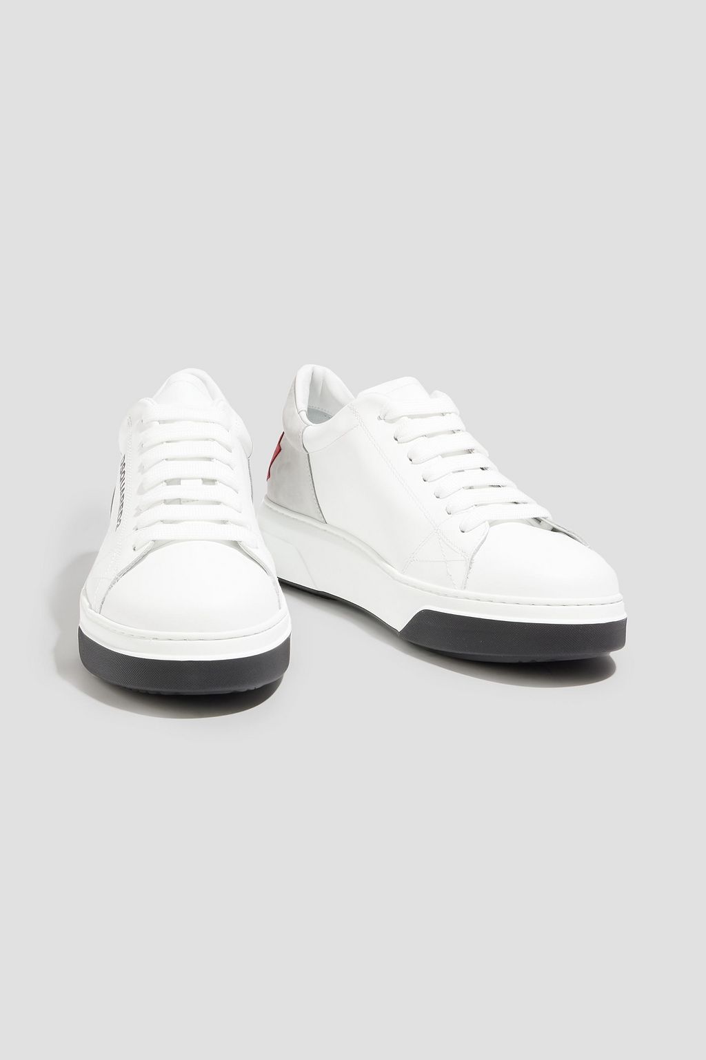 DSQUARED2 Bumper appliquéd printed leather and nubuck sneakers