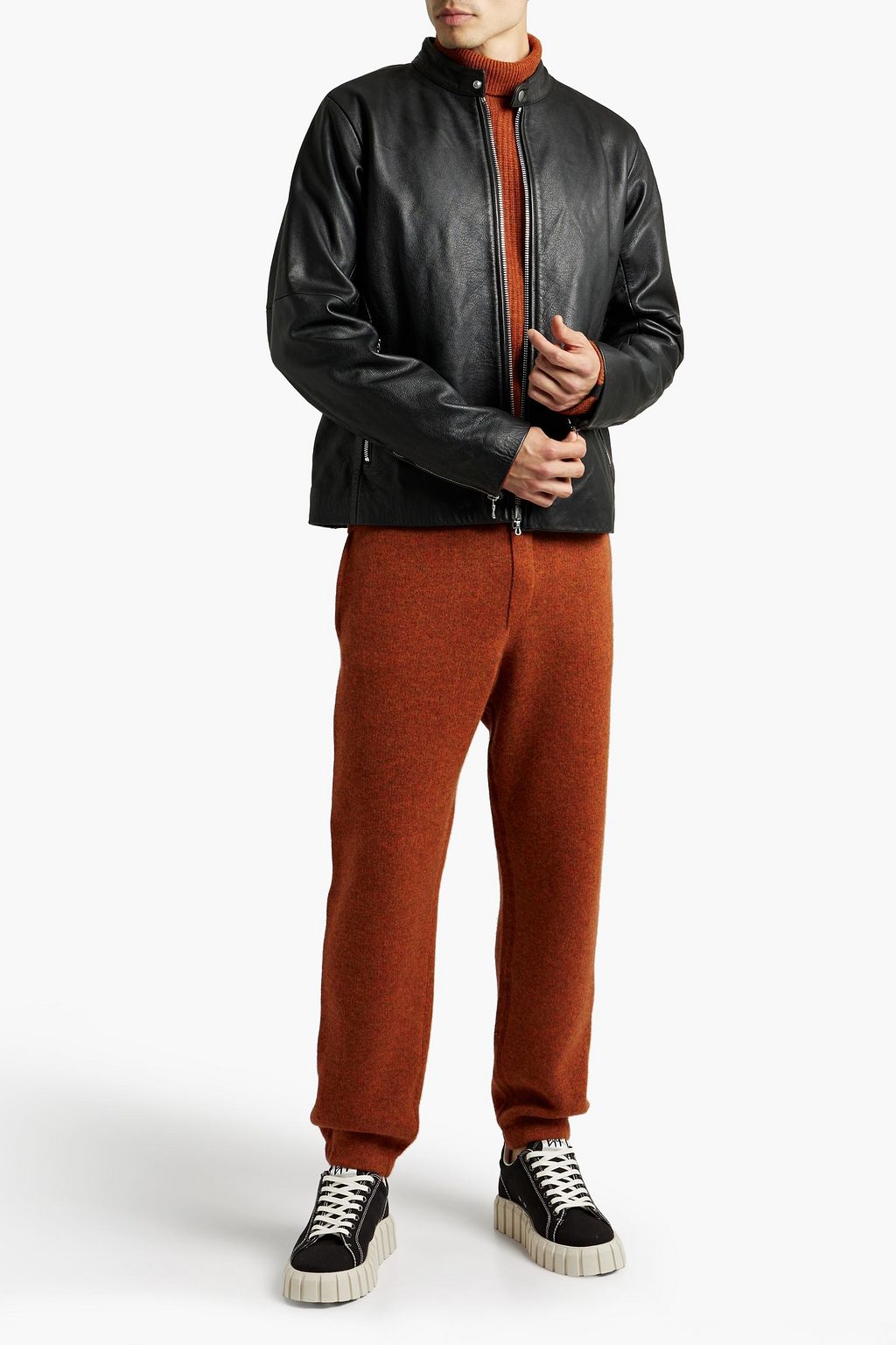 RAG & BONE Articulated slim-fit textured-leather biker jacket