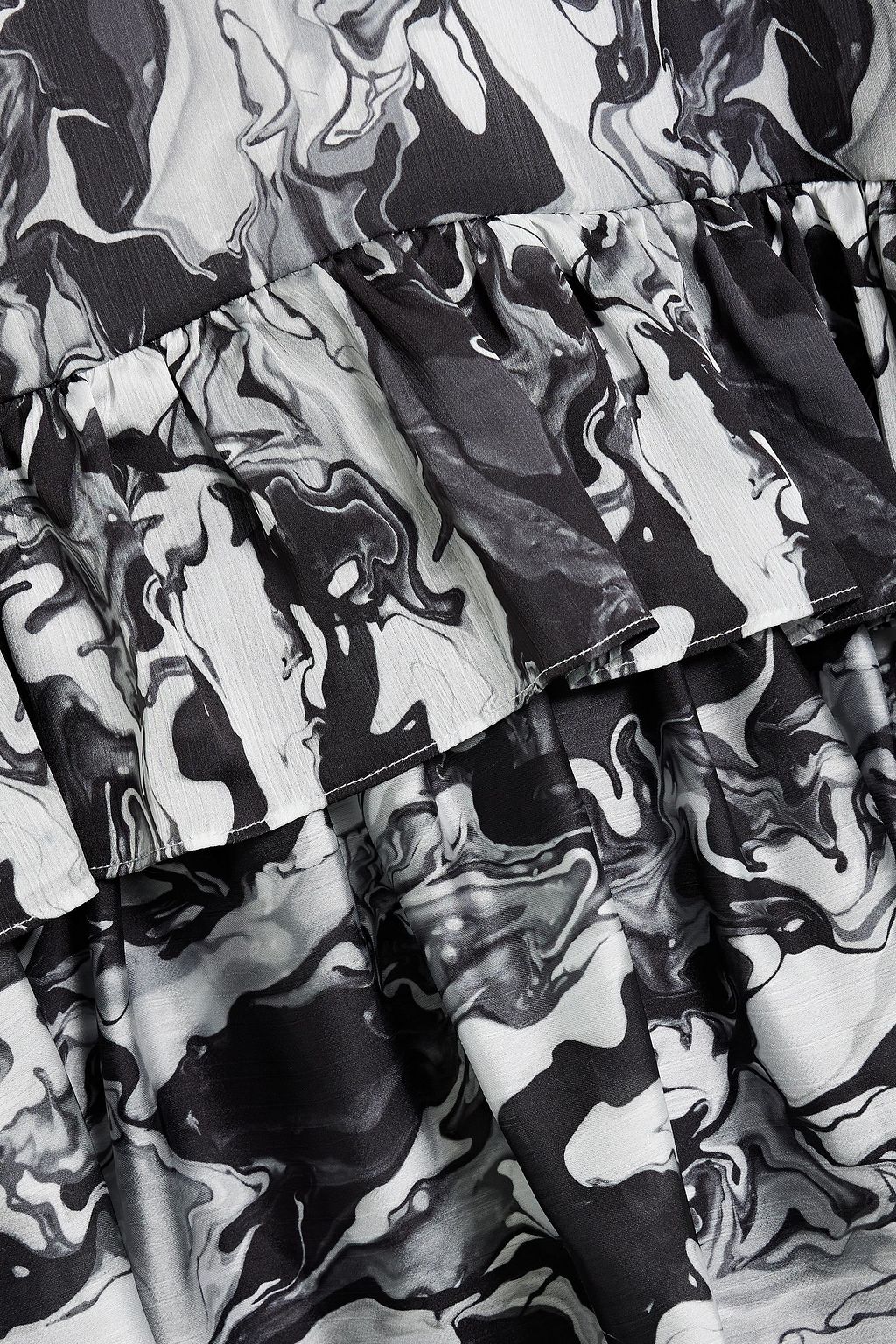MARCHESA NOTTE Tiered printed crepe de chine midi dress