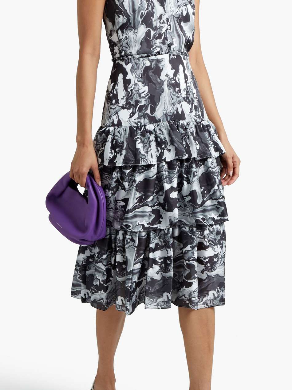 tiered printed crepe de chine midi dress