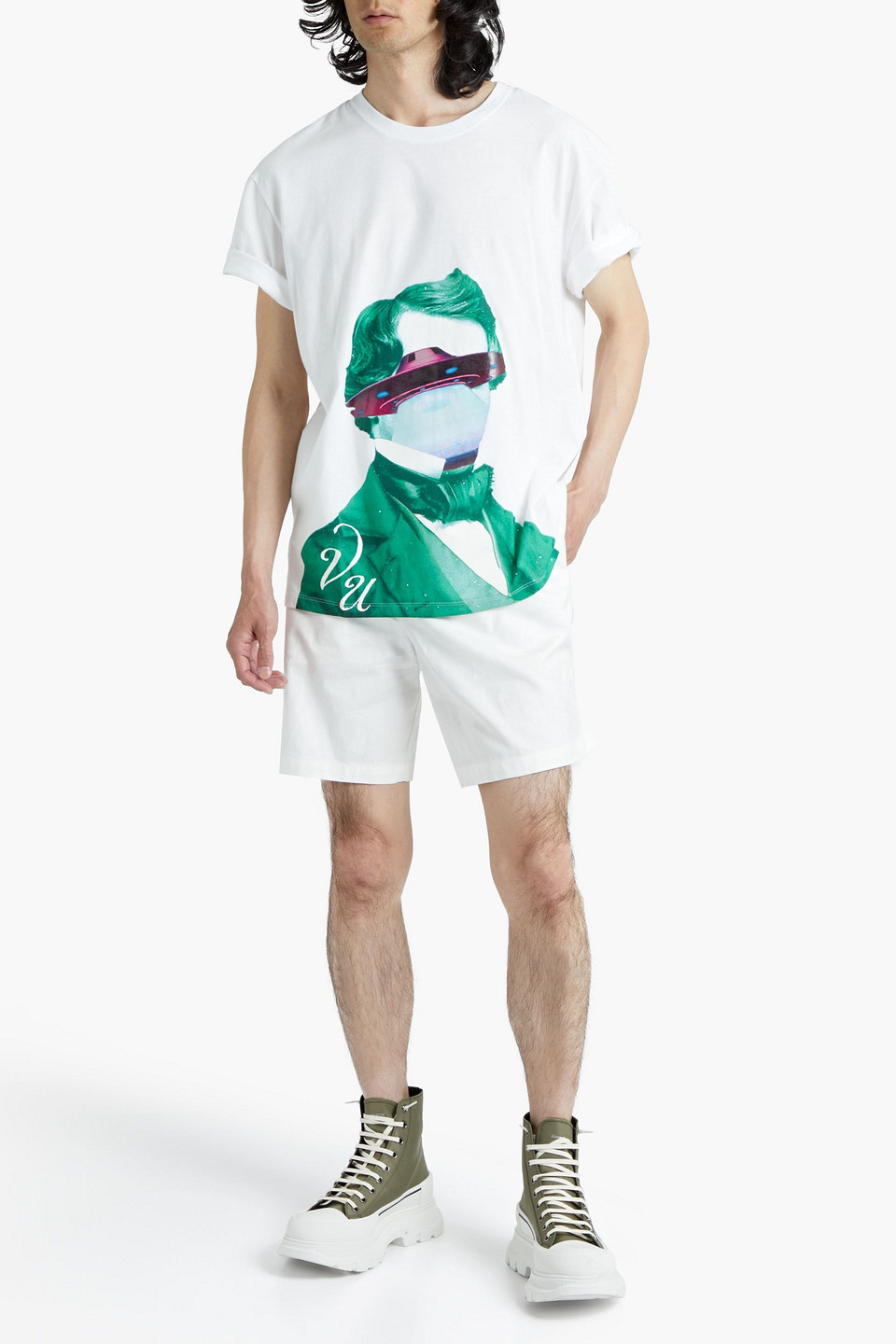 Valentino With Undercover Man Printed Cotton-jersey T-shirt In White