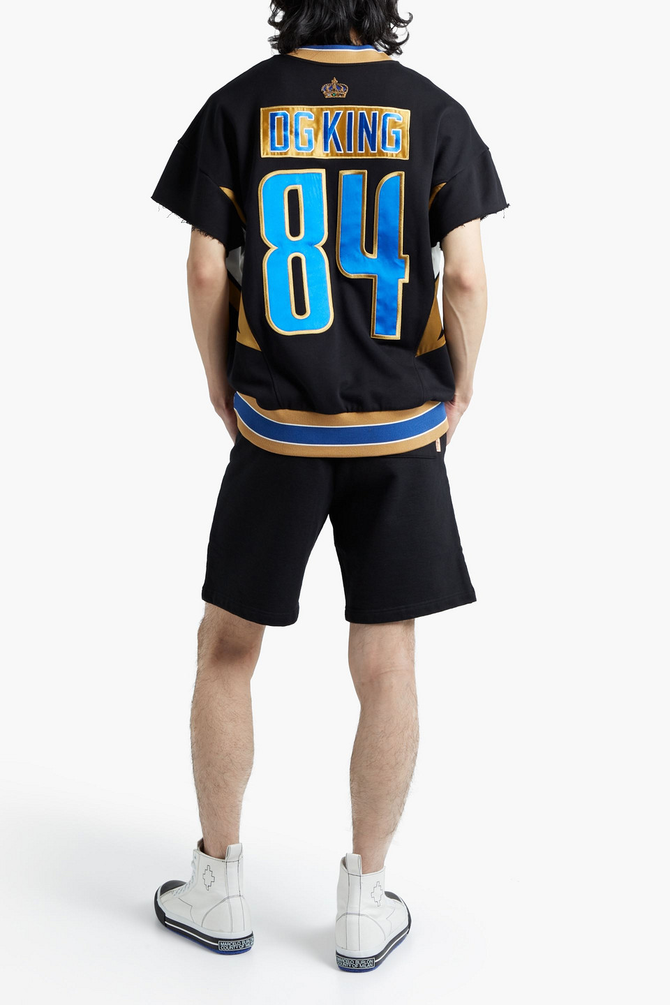 Dolce & Gabbana Embellished Stretch-cotton Jersey T-shirt In Black