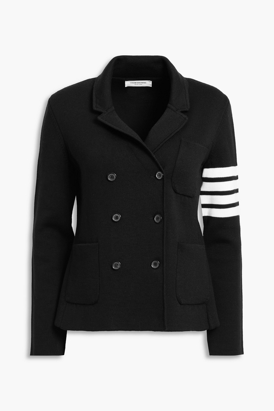 Double-breasted striped merino-wool blend blazer