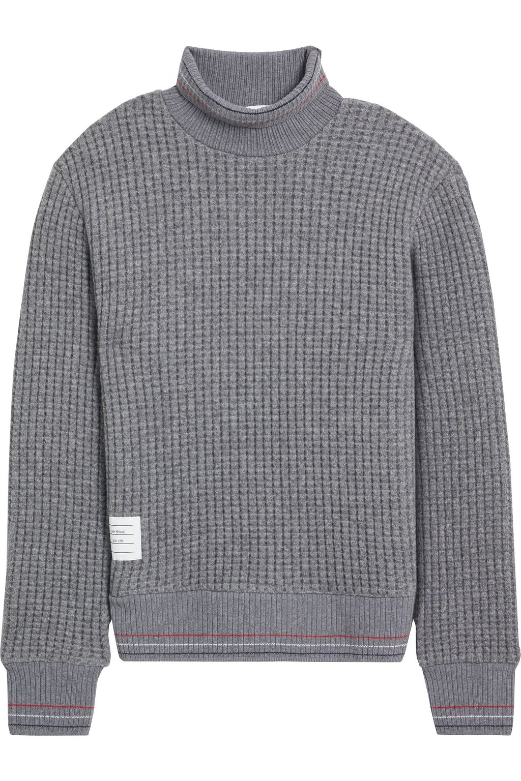 Thom Browne - Waffle-Knit Wool Turtleneck Sweater Gray - It 40
