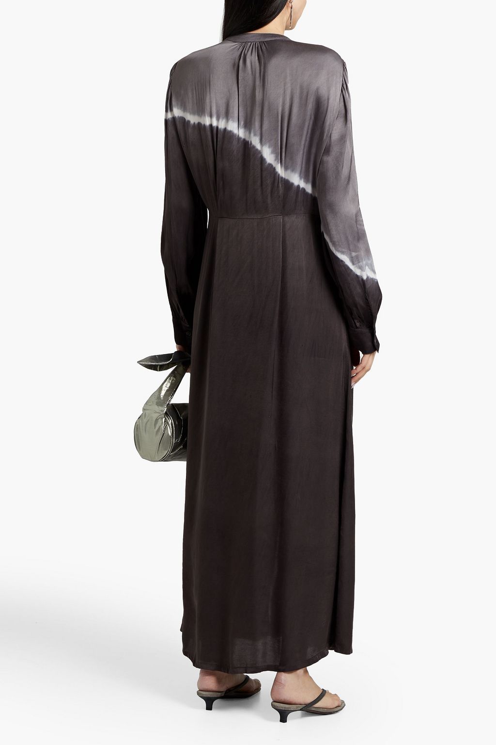 RAQUEL ALLEGRA Ruffled tie-dyed sateen maxi dress