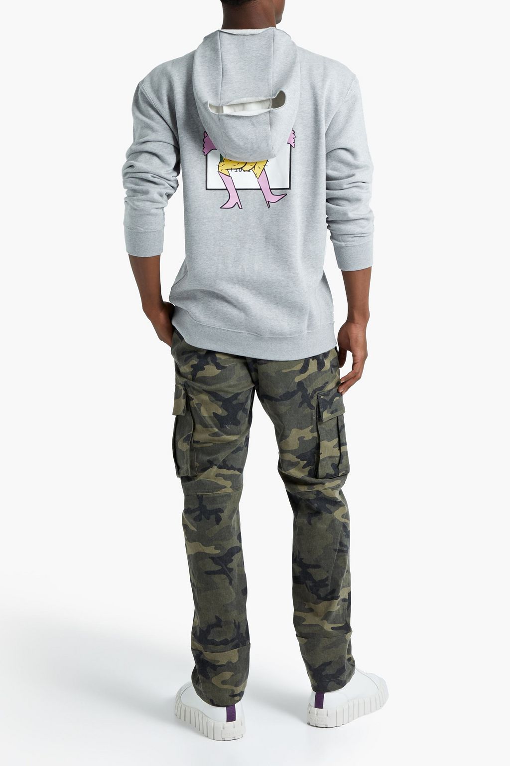 OPENING CEREMONY Printed mélange cotton-fleece hoodie