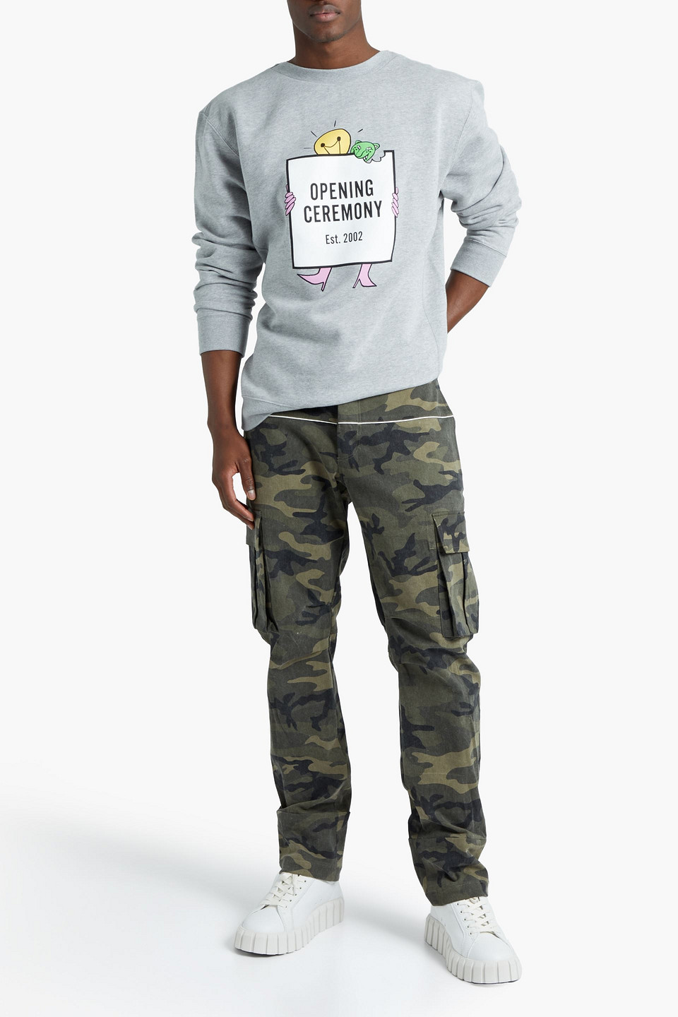 Opening Ceremony Light Bulb Box Logo Print Hoodie In Gray