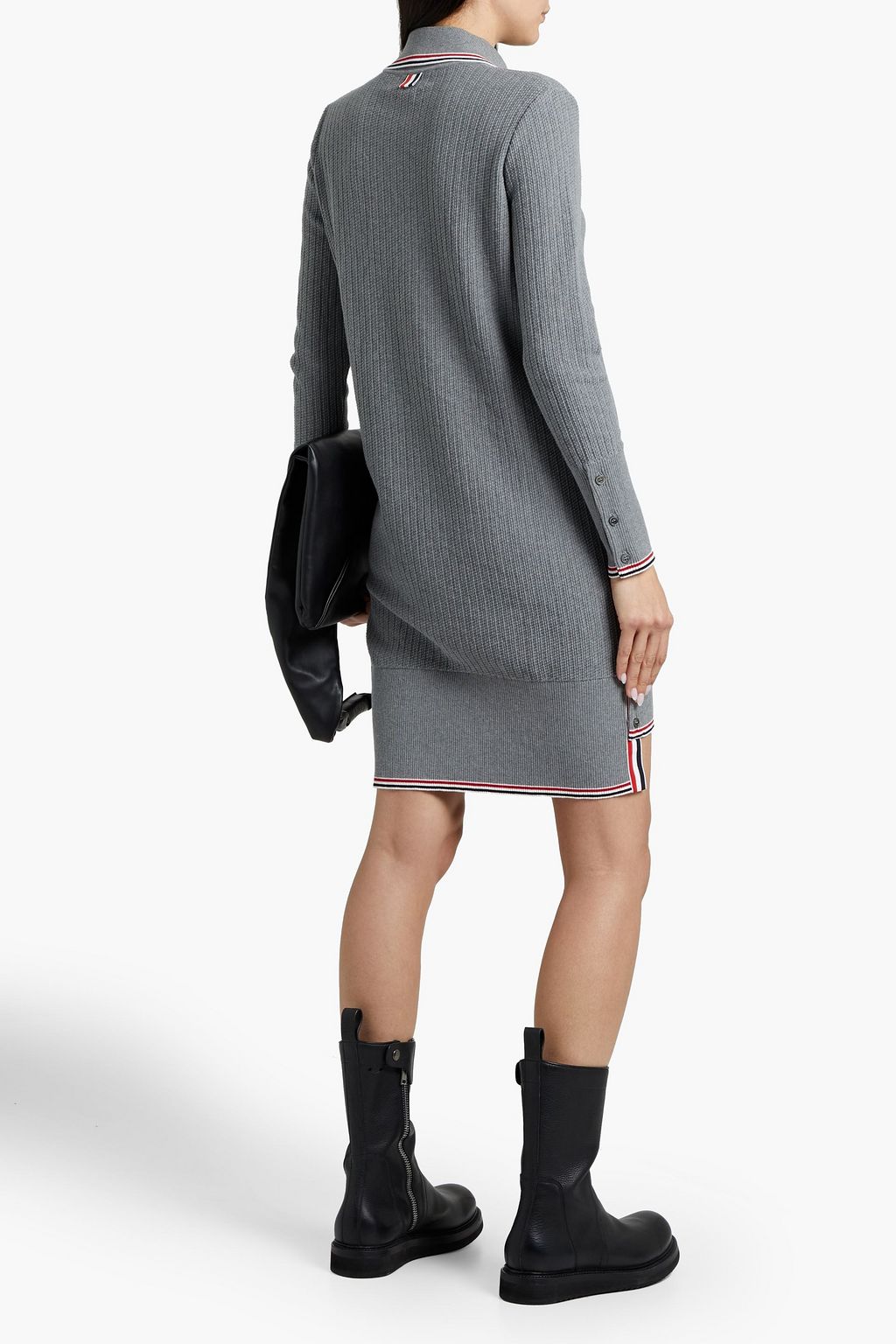 THOM BROWNE Striped waffle-knit cotton mini dress