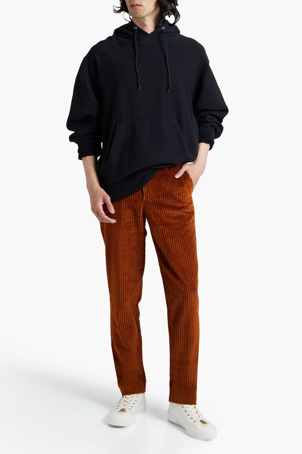 SANDRO Straight-fit ribbed cotton-corduroy pants
