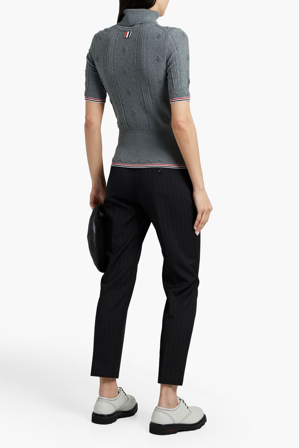 THOM BROWNE Embroidered merino wool turtleneck sweater
