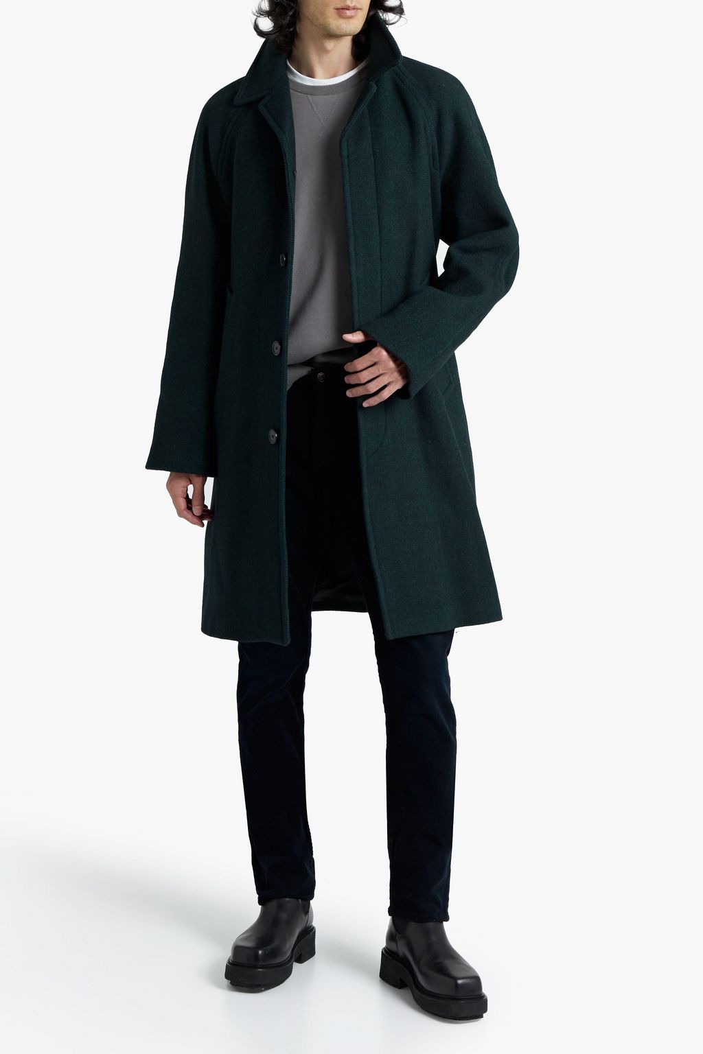 SANDRO Herringbone wool-blend coat