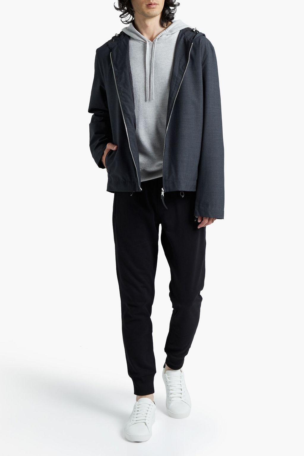 SANDRO Wool-blend hooded jacket