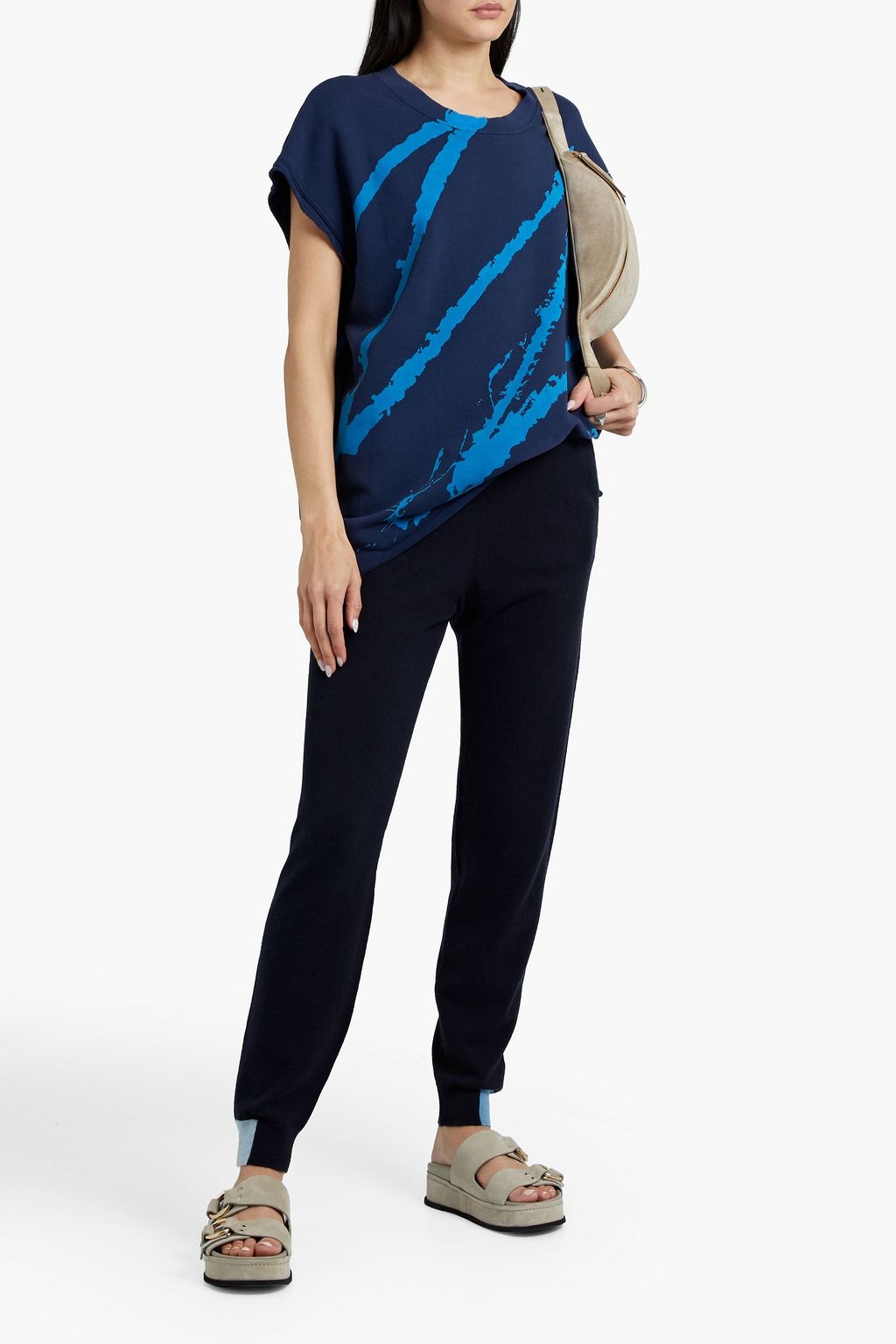 RAQUEL ALLEGRA Printed cotton-fleece sweatshirt