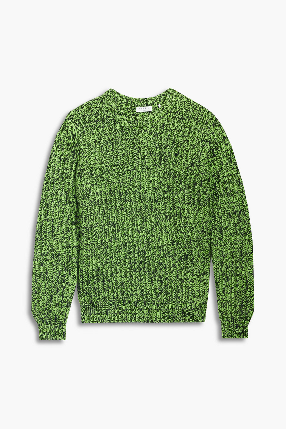 Sandro Marled Ribbed Wool-blend Sweater In Bright Green