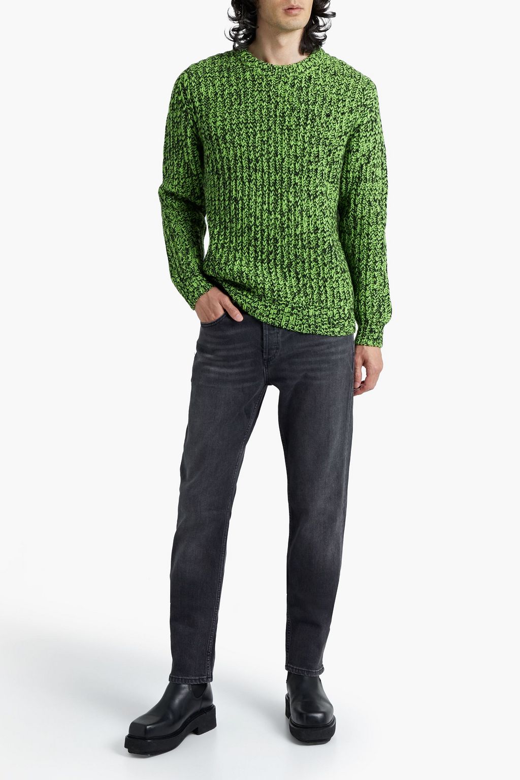 SANDRO Marled ribbed wool-blend sweater