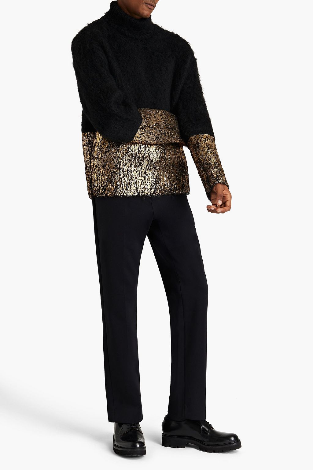DOLCE & GABBANA Metallic coated mohair-blend turtleneck sweater