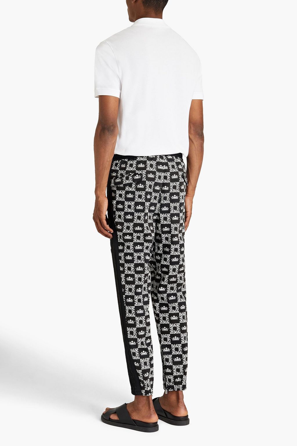 DOLCE & GABBANA Tapered monogram-print cotton-twill pants