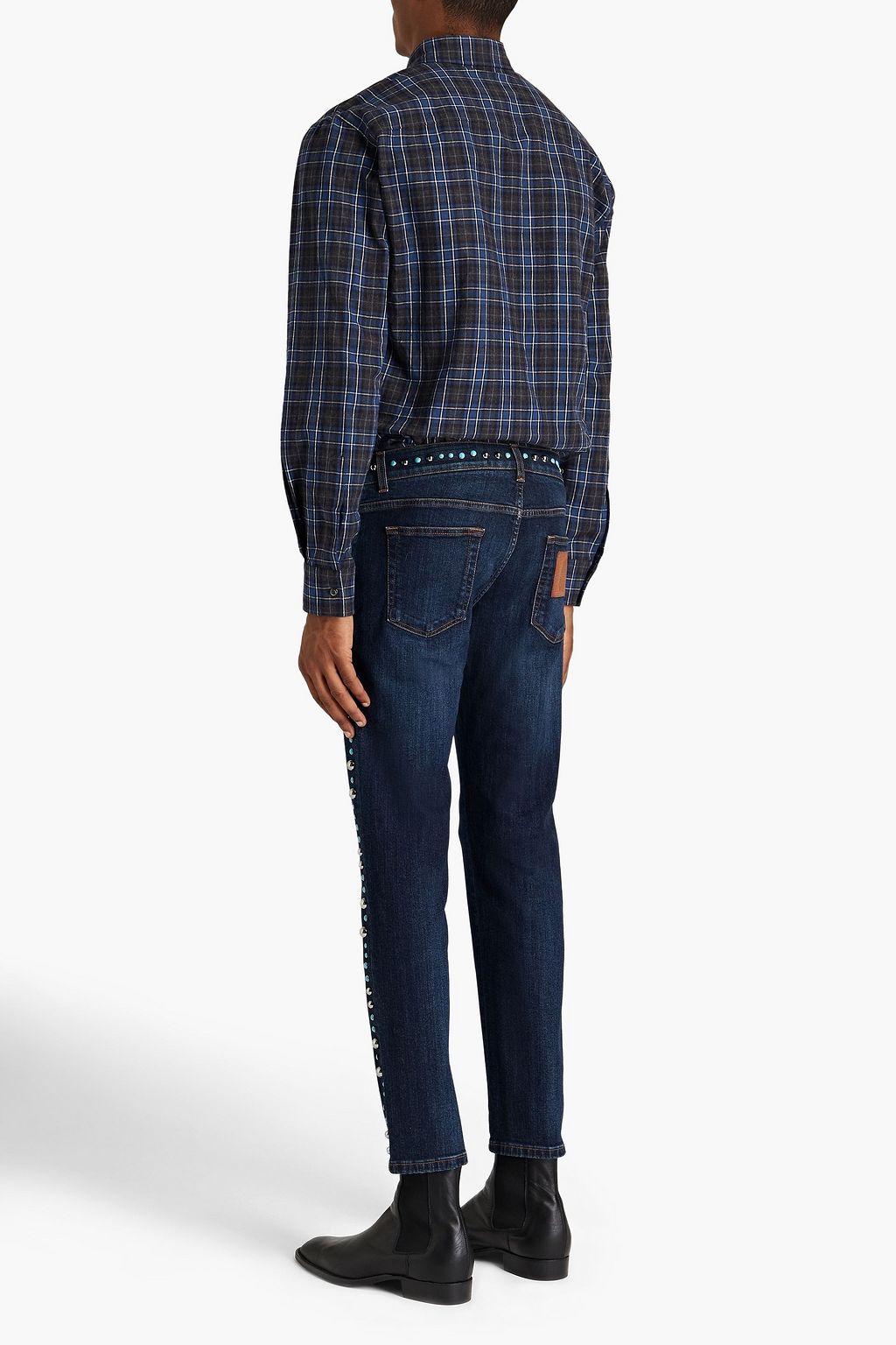 DOLCE & GABBANA Skinny-fit cropped studded denim jeans