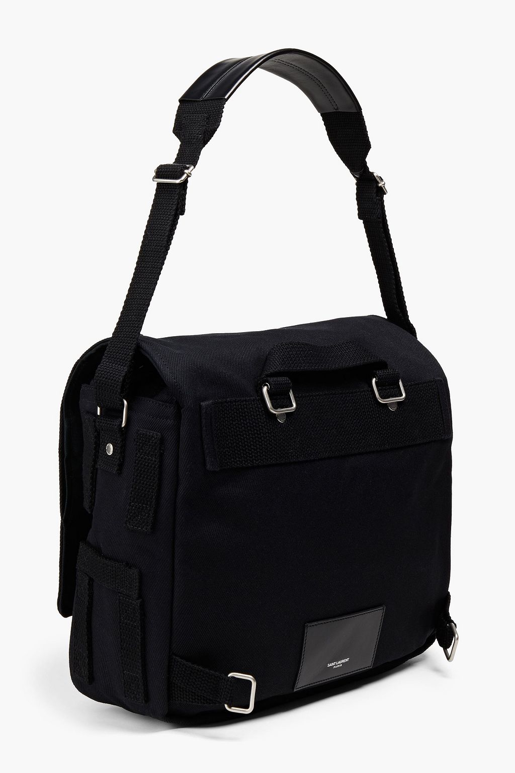 SAINT LAURENT Leather-trimmed canvas messenger bag