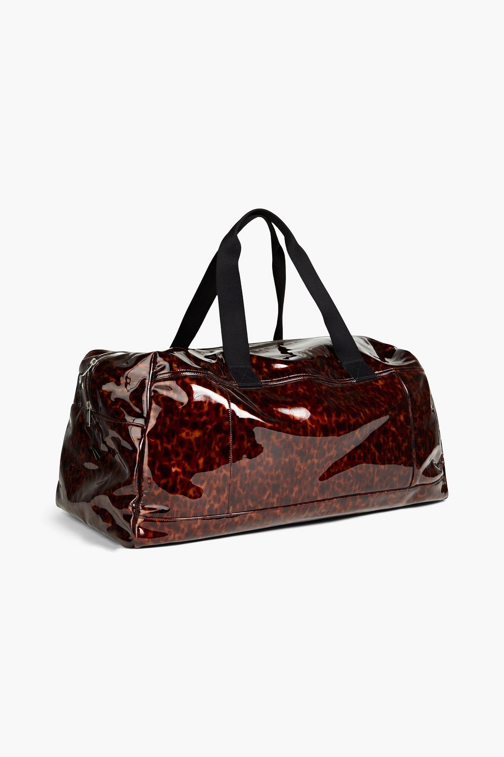SAINT LAURENT Tortoiseshell-print coated cotton weekend bag