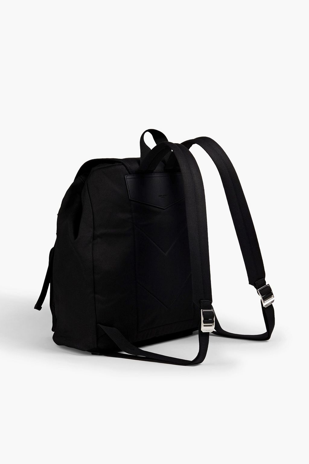 SAINT LAURENT Leather-trimmed twill backpack