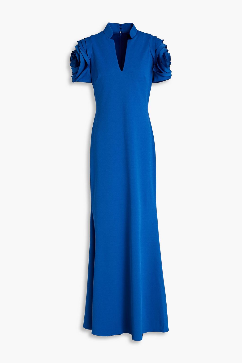 BADGLEY MISCHKA Floral-appliquéd stretch-crepe gown | THE OUTNET