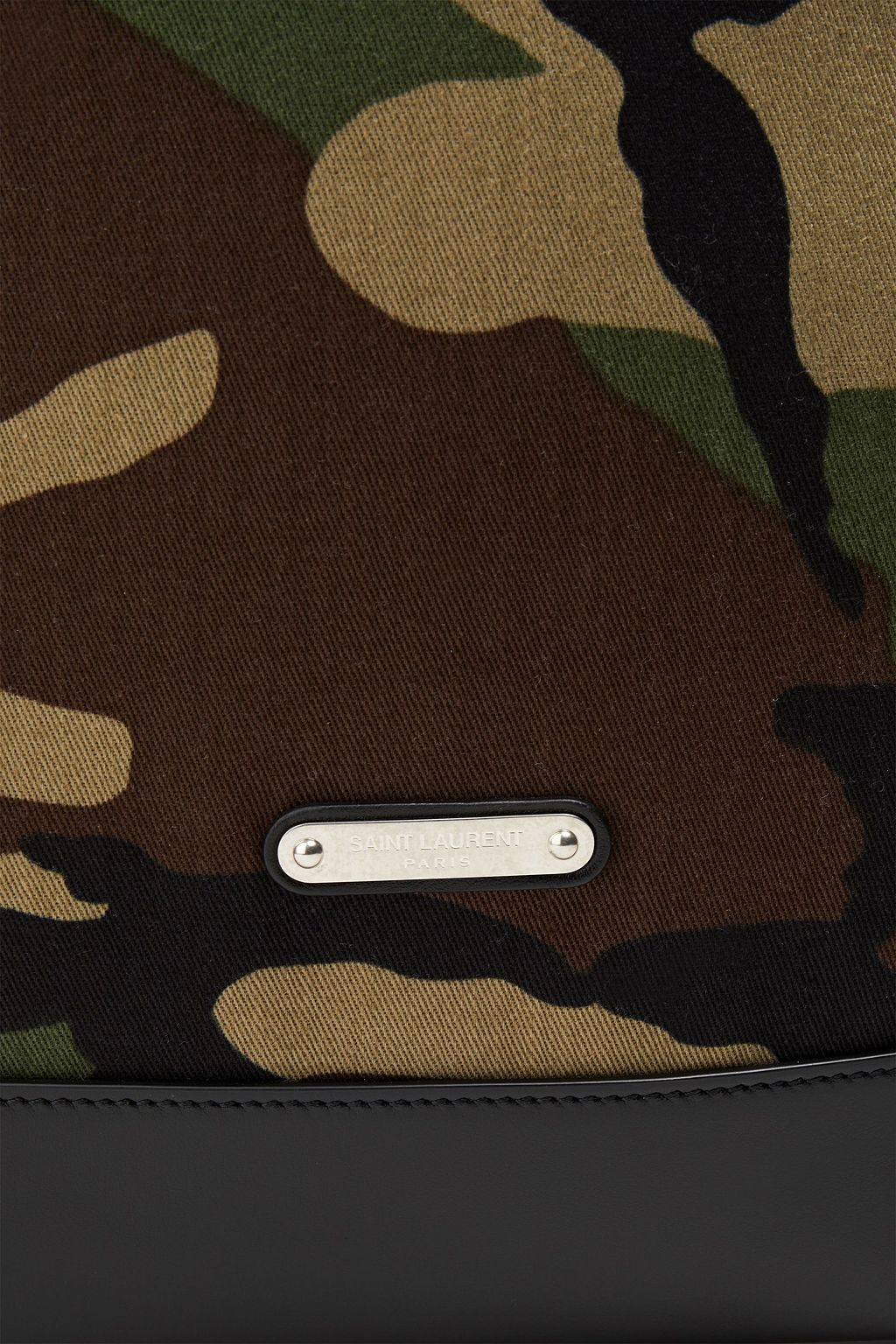 SAINT LAURENT Leather-trimmed camouflage-print canvas backpack