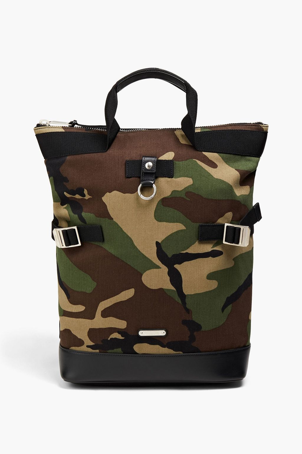SAINT LAURENT Leather-trimmed camouflage-print canvas backpack