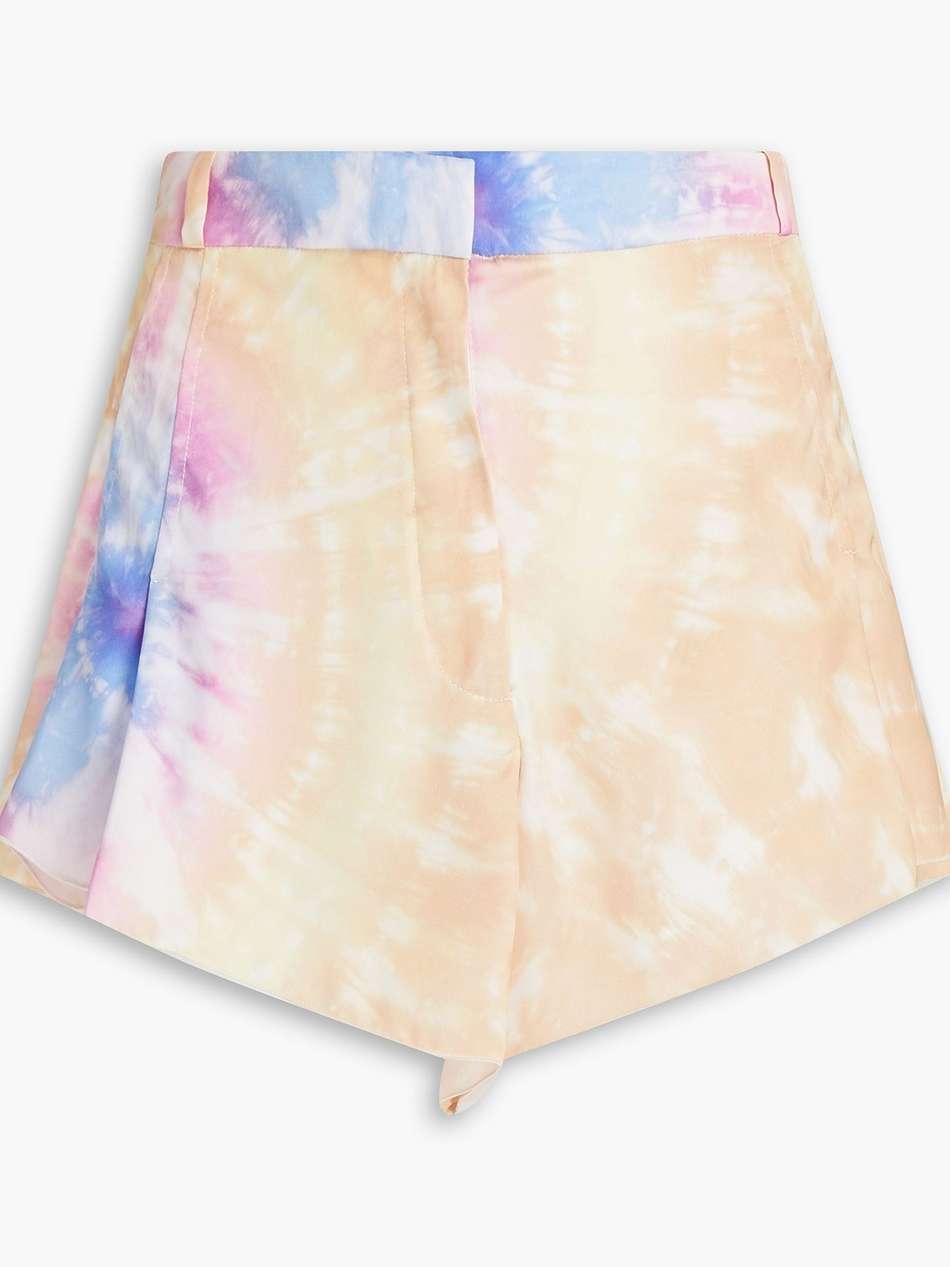 pleated tie-dyed satin shorts