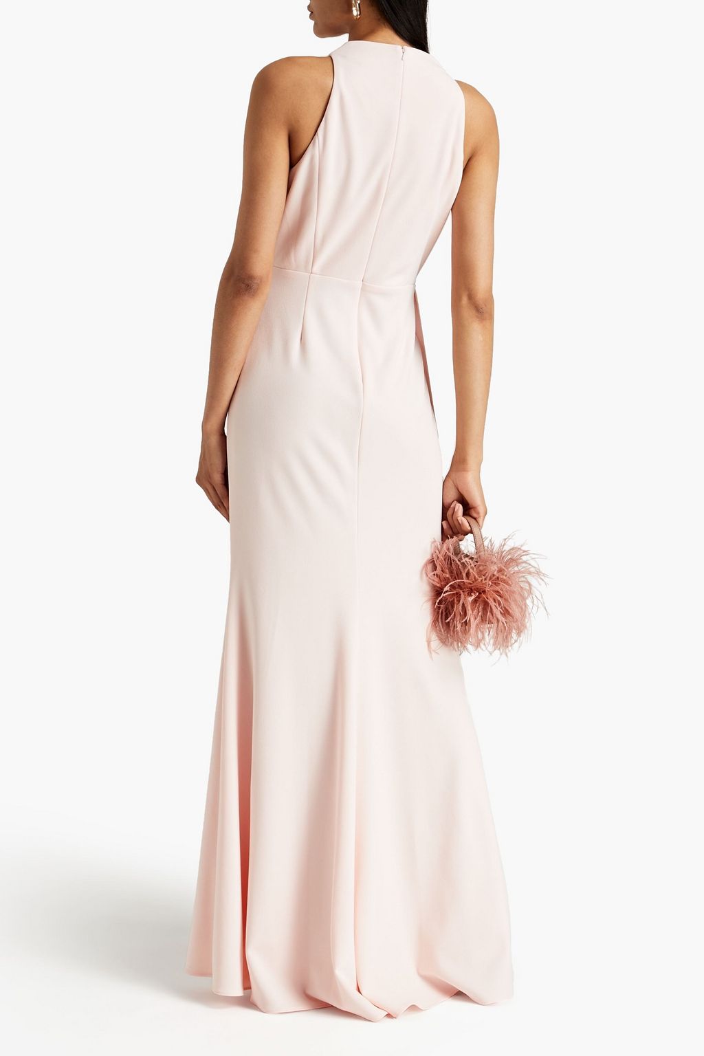 BADGLEY MISCHKA Draped stretch-crepe gown