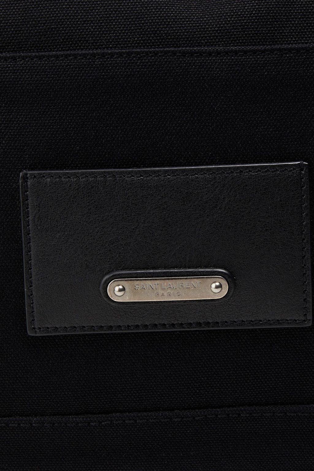 SAINT LAURENT Leather-paneled canvas weekend bag